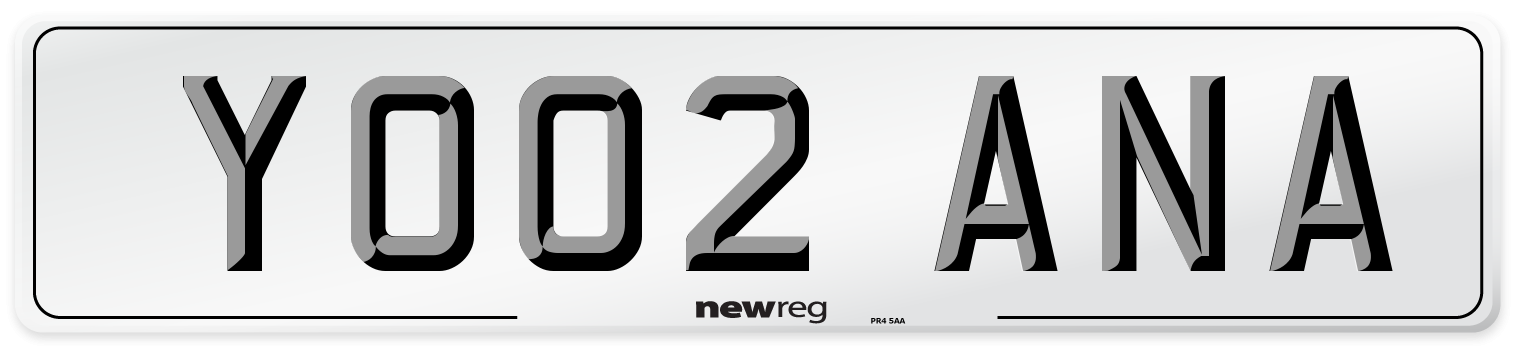 YO02 ANA Number Plate from New Reg